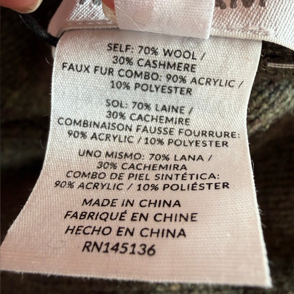 NAADAM Faux Fur cashmere reversible bomber jacket coat brown NWT M - Picture 10 of 10